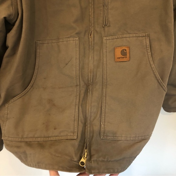 Carhartt Tan Duck Canvas Fleece Lined Heavy Duty Coat RN14806. Sz 2X TALL - Picture 4 of 16